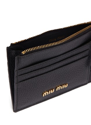 Detail View - Click To Enlarge - MIU MIU - Zip madras leather card holder