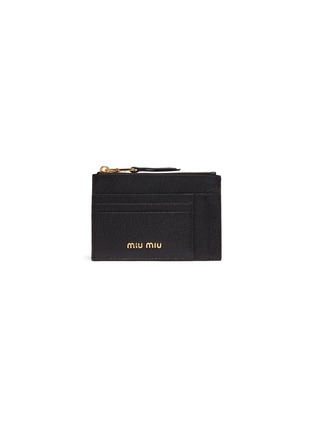 Main View - Click To Enlarge - MIU MIU - Zip madras leather card holder