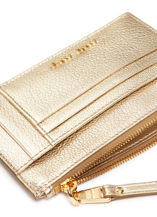 Detail View - Click To Enlarge - MIU MIU - Zip madras leather card holder