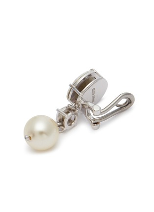 Detail View - Click To Enlarge - MIU MIU - Swarovski crystal faux pearl drop clip earrings