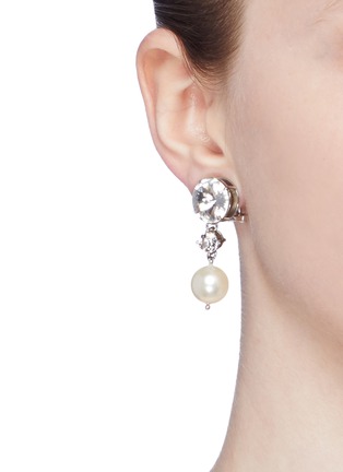 Figure View - Click To Enlarge - MIU MIU - Swarovski crystal faux pearl drop clip earrings