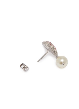 Detail View - Click To Enlarge - MIU MIU - Glass crystal heart faux pearl drop earrings