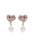 Main View - Click To Enlarge - MIU MIU - Glass crystal heart faux pearl drop earrings
