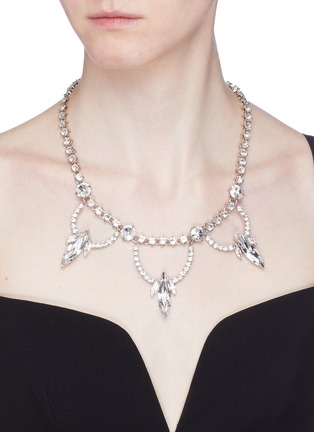 Figure View - Click To Enlarge - MIU MIU - Glass crystal hoop bib necklace