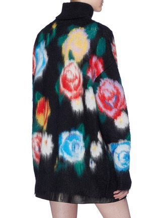 Back View - Click To Enlarge - MIU MIU - Floral intarsia mohair blend turtleneck sweater