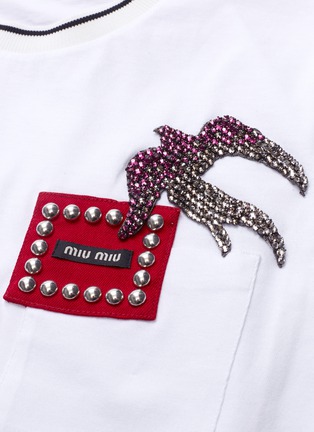  - MIU MIU - Swallow embellished patch pocket T-shirt