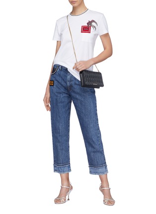 Figure View - Click To Enlarge - MIU MIU - Swallow embellished patch pocket T-shirt