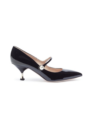 Main View - Click To Enlarge - MIU MIU - Faux pearl patent leather Mary Jane pumps