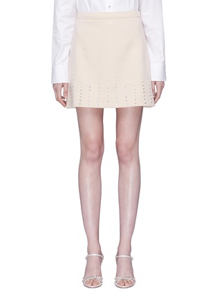 Main View - Click To Enlarge - MIU MIU - Glass crystal virgin wool skirt