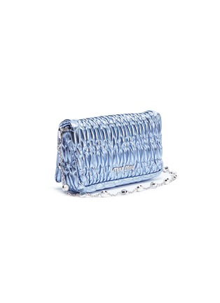 Detail View - Click To Enlarge - MIU MIU - Jewelled chain matelassé leather crossbody clutch