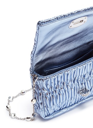 Detail View - Click To Enlarge - MIU MIU - Jewelled chain matelassé leather crossbody clutch