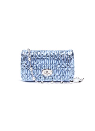 Main View - Click To Enlarge - MIU MIU - Jewelled chain matelassé leather crossbody clutch