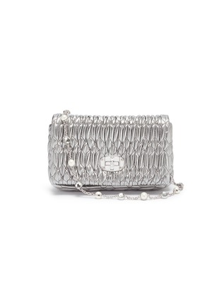 Main View - Click To Enlarge - MIU MIU - Jewelled chain matelassé leather crossbody clutch