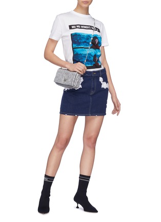 Figure View - Click To Enlarge - MIU MIU - Jewelled chain matelassé leather crossbody clutch
