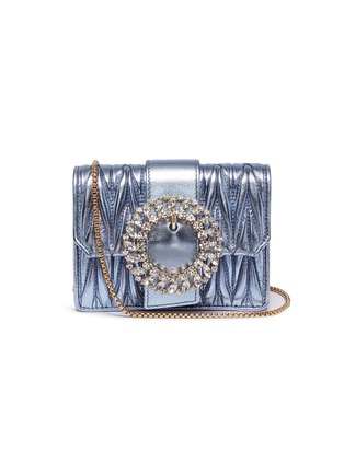 Main View - Click To Enlarge - MIU MIU - Jewelled buckle mini matelassé leather shoulder bag