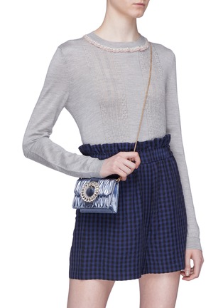 Figure View - Click To Enlarge - MIU MIU - Jewelled buckle mini matelassé leather shoulder bag