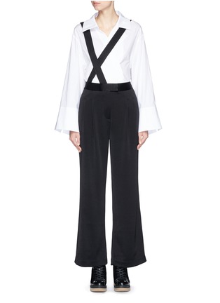 Main View - Click To Enlarge - JINNNN - Asymmetric strap suspender pants