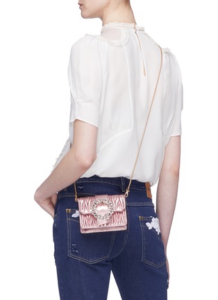 Figure View - Click To Enlarge - MIU MIU - Jewelled buckle mini matelassé leather shoulder bag