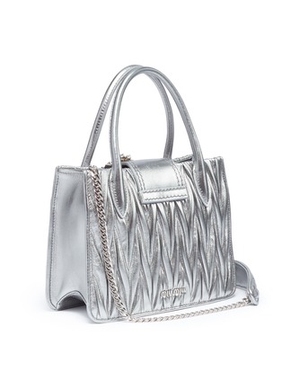 Figure View - Click To Enlarge - MIU MIU - Jewelled floral buckle matelassé leather shoulder bag