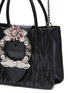 Detail View - Click To Enlarge - MIU MIU - Jewelled floral buckle matelassé leather shoulder bag