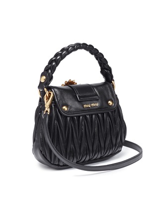 Detail View - Click To Enlarge - MIU MIU - Jewelled buckle matelassé leather crossbody bag