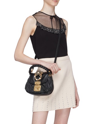 Figure View - Click To Enlarge - MIU MIU - Jewelled buckle matelassé leather crossbody bag