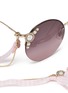 Detail View - Click To Enlarge - MIU MIU - 'Manière' embellished rimless metal round sunglasses