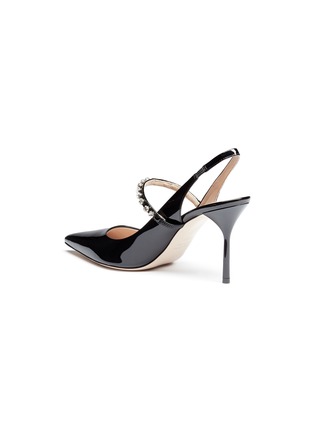 Detail View - Click To Enlarge - MIU MIU - Glass crystal patent leather slingback pumps