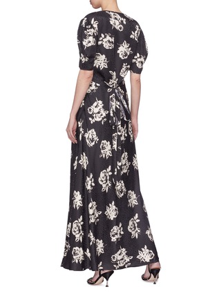 Back View - Click To Enlarge - MIU MIU - Rose print silk dress