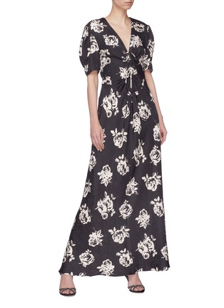 Figure View - Click To Enlarge - MIU MIU - Rose print silk dress
