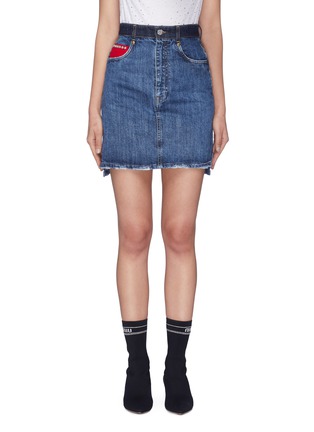 Main View - Click To Enlarge - MIU MIU - Embellished pocket denim skirt