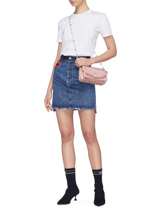 Figure View - Click To Enlarge - MIU MIU - Embellished pocket denim skirt