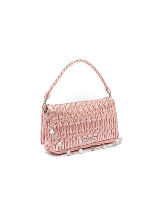 Detail View - Click To Enlarge - MIU MIU - Jewelled chain matelassé leather top handle bag