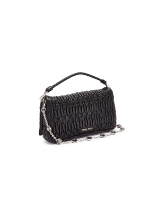 Detail View - Click To Enlarge - MIU MIU - Jewelled chain matelassé leather top handle bag