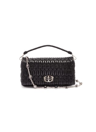 Main View - Click To Enlarge - MIU MIU - Jewelled chain matelassé leather top handle bag