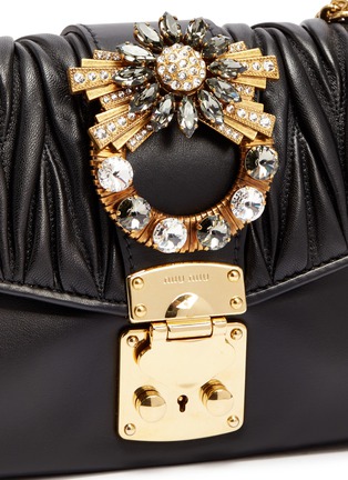 Detail View - Click To Enlarge - MIU MIU - Jewelled buckle matelassé leather chain crossbody bag