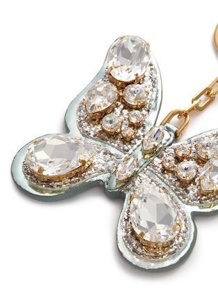 Detail View - Click To Enlarge - MIU MIU - Glass crystal glitter leather butterfly keychain