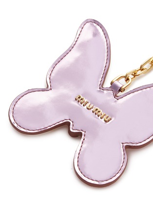 Detail View - Click To Enlarge - MIU MIU - Glass crystal glitter leather butterfly keychain