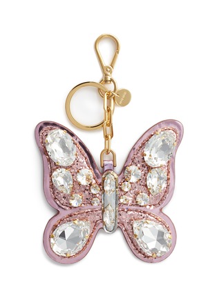 Main View - Click To Enlarge - MIU MIU - Glass crystal glitter leather butterfly keychain