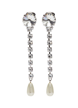 Main View - Click To Enlarge - MIU MIU - Glass crystal link faux pearl drop clip earrings