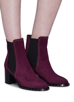 Figure View - Click To Enlarge - JIMMY CHOO - 'Merril 65' stud suede Chelsea boots