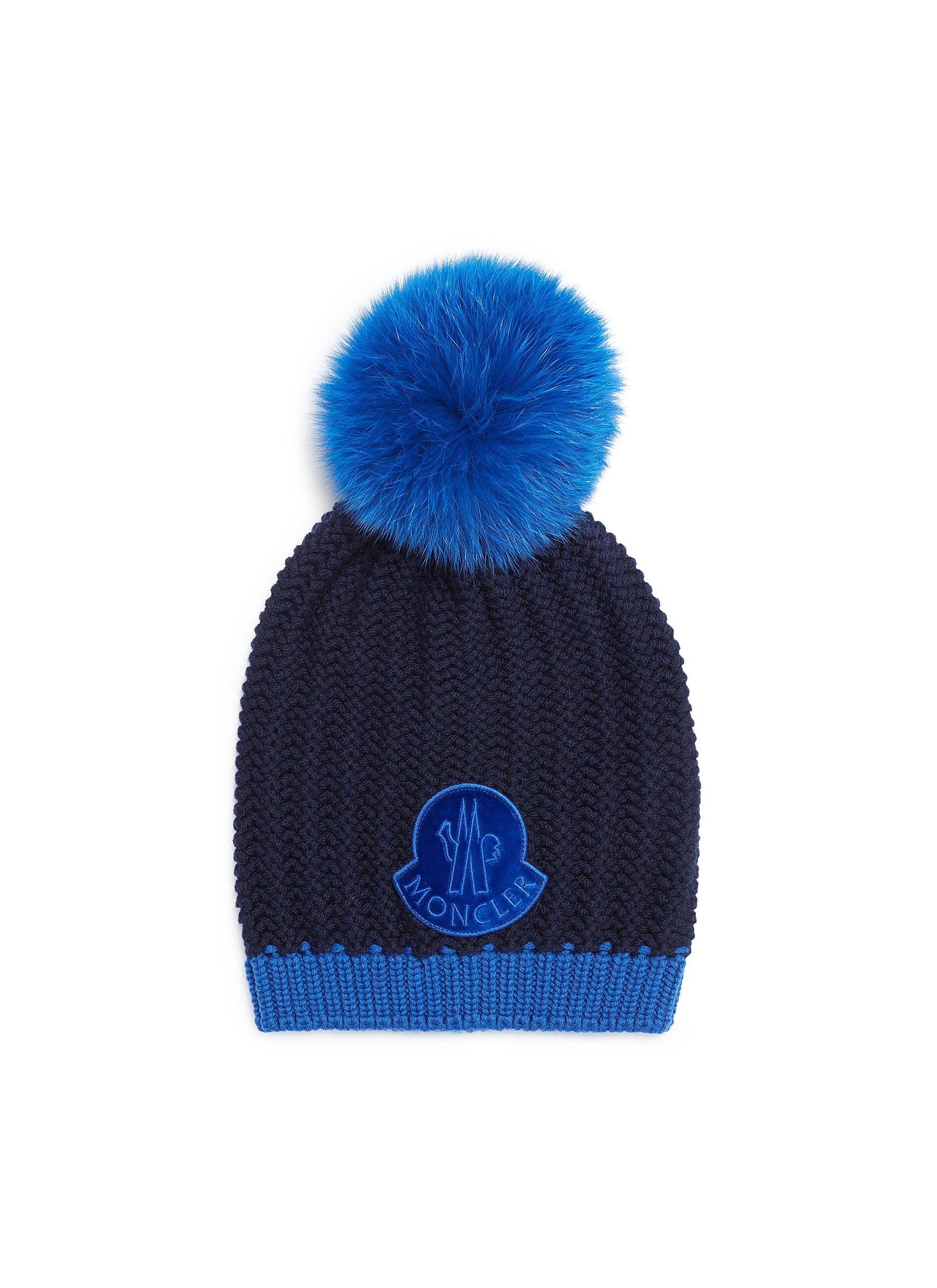 MONCLER Fox fur pompom virgin wool knit beanie Women Lane Crawford Shop Designer Brands Online