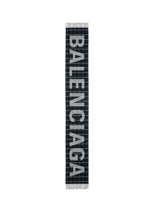 Main View - Click To Enlarge - BALENCIAGA - Logo jacquard tartan plaid scarf