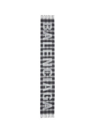 Main View - Click To Enlarge - BALENCIAGA - Logo jacquard tartan plaid wool scarf