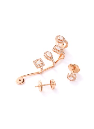 Detail View - Click To Enlarge - MESSIKA - My Twin Multishape' diamond 18k rose gold mismatched earrings