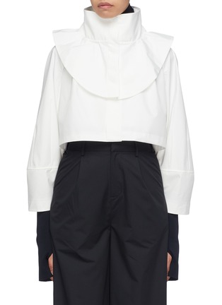 Main View - Click To Enlarge - PHVLO - Layered sleeve hooded cropped jacket