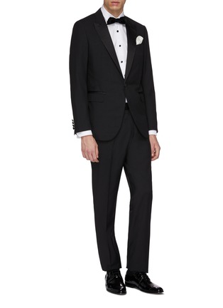 Figure View - Click To Enlarge - LANVIN - Metallic windowpane check wool tuxedo suit