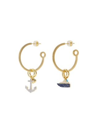 Main View - Click To Enlarge - HEFANG - 'Cruise' mismatched hoop drop earrings