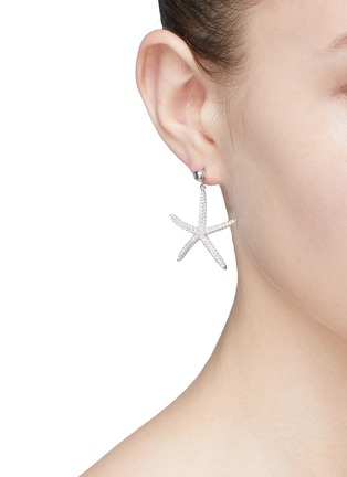 Figure View - Click To Enlarge - HEFANG - 'Starfish' cubic zirconia earrings
