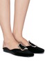 Figure View - Click To Enlarge - YUUL YIE - Faux pearl brooch velvet slides